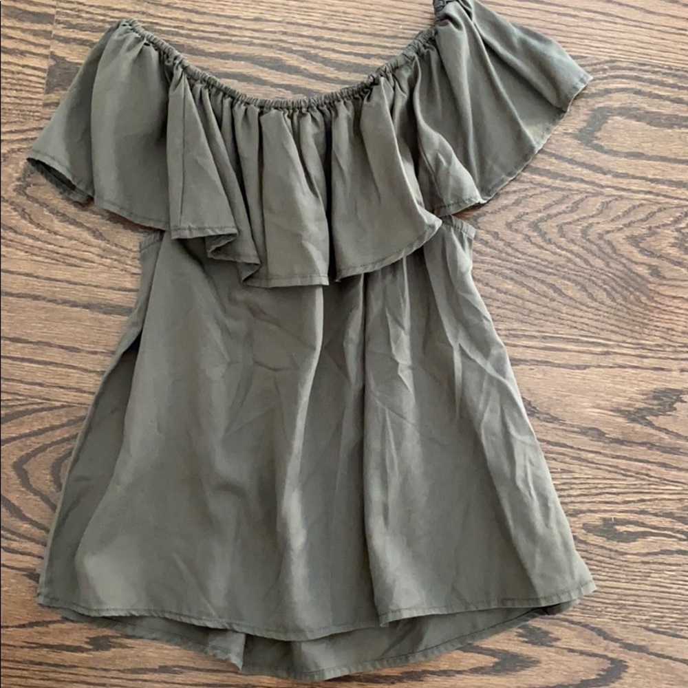 Off the shoulder green tank